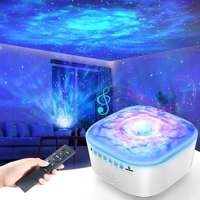 Lampa de veghe cu proiectie stele si redare muzica prin bluetooth pentru camera copilului - Galaxy White