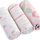 Set 3 paturi muselina bumbac organic 120x120 cm + 1 CADOU - Pink Floral