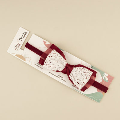 Bentita handmade pentru bebelusi cu dantela crosetata - Wine