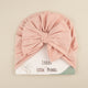 Caciulita turban bebelusi din bumbac cu fundita - Misty Rose