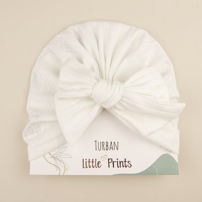 Caciulita turban bebelusi din bumbac cu fundita - Rope White
