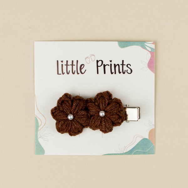 Agrafa crosetata pentru fetite Daisy Flowers - Brown