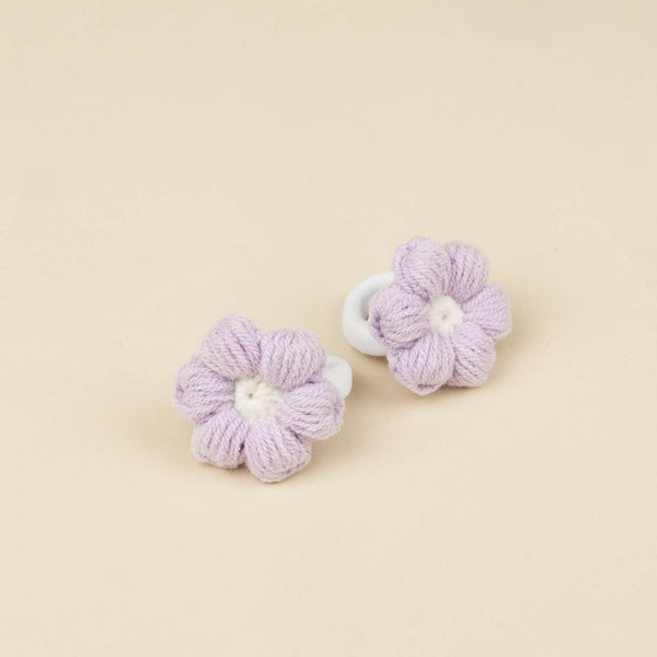 Set 2 elastice de par crosetate pentru fetite Flower - Lilac