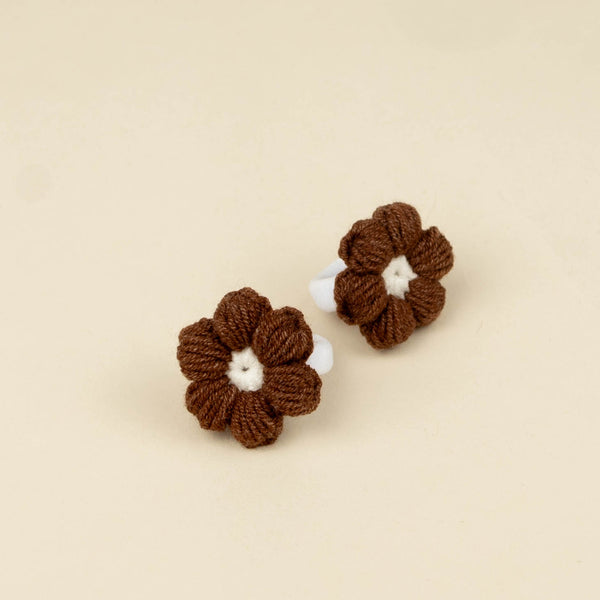 Set 2 elastice de par crosetate pentru fetite Flower - Brown