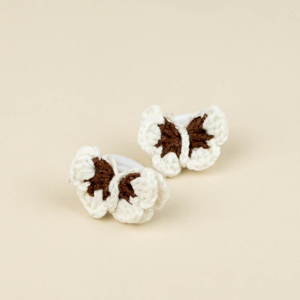 Set 2 elastice de par crosetate pentru fetite Butterfly - White