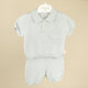 Set 2 piese tricotate din bumbac pentru bebelusi, tricou și șort - Ice Blue