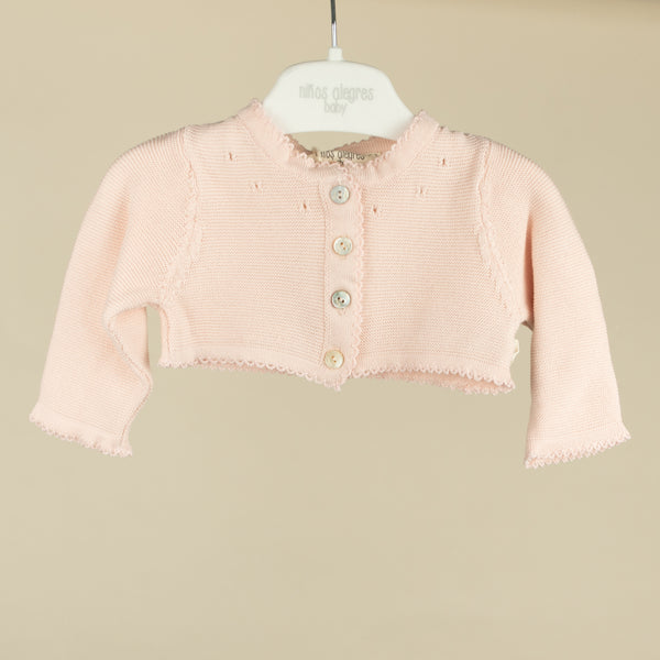 Bolero tricotat pentru bebe fetita - Pink