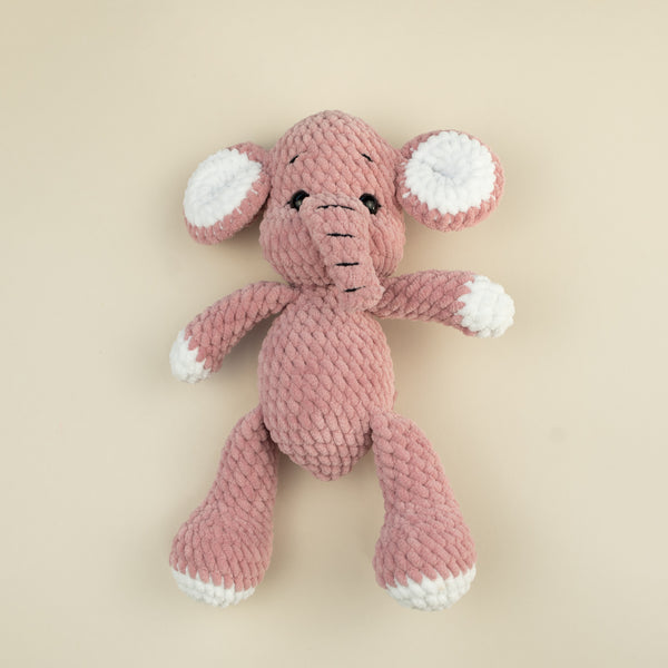 Jucarie Elephant crosetata manual din fir catifelat pentru bebelusi - Pink