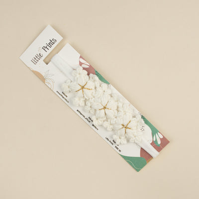 Bentita tricotata pentru bebelusi Snowflake - White