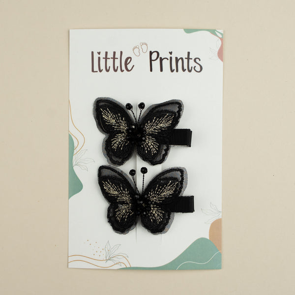 Set 2 agrafe elegante pentru fetite Butterfly - Black