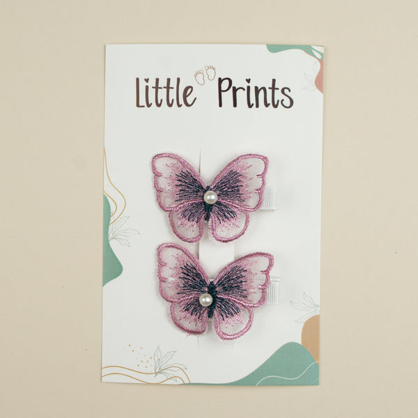 Set 2 agrafe fetite Haze Butterfly - Lilac