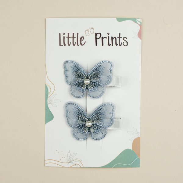 Set 2 agrafe fetite Haze Butterfly - Blue