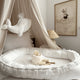 Cosulet bebelus tesatura bumbac Babynest cu salteluta detasabila Boho Twist - White