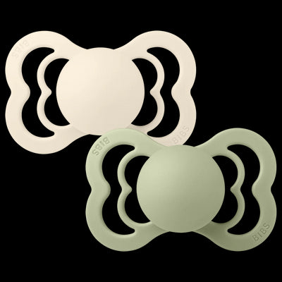 Set 2 suzete Bibs Supreme cu tetina aplatizata latex/silicon - Ivory/Sage