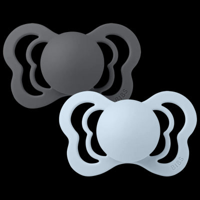 Set 2 suzete ortodontice silicon Bibs Couture - Iron/Baby Blue