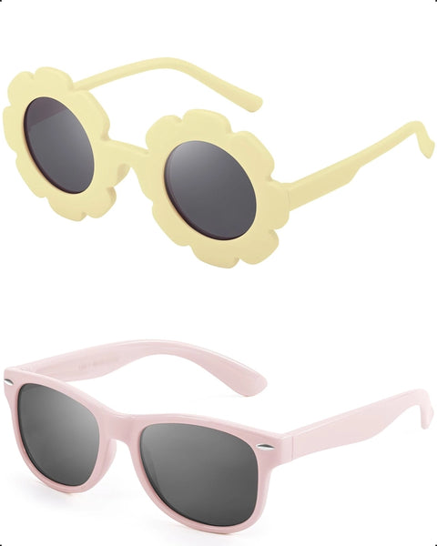Set ochelari de soare flexibili pentru copii - Yellow Flower/Pink