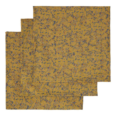 Set 3 paturi muselina bumbac organic 65x65cm Konges Slojd - Winter Leaves Mustard