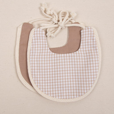 Baveta eleganta reversibila bumbac bebelusi Little Prints - Beige Square