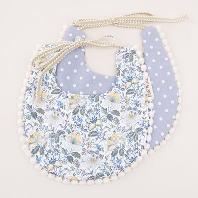 Baveta eleganta reversibila bumbac bebelusi Little Prints - Blue Garden