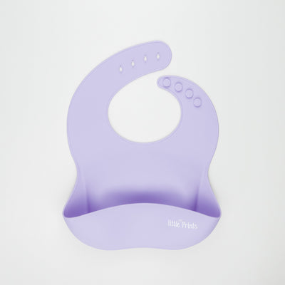 Baveta silicon hranire bebelusi/copii diversificare Little Prints - Lilac
