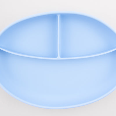 Farfurie diversificare bebelusi din silicon cu ventuza anti-alunecare - Baby Blue
