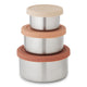 Set 3 recipiente din otel inoxidabil cu capac din silicon Konges Slojd- Copper Mix
