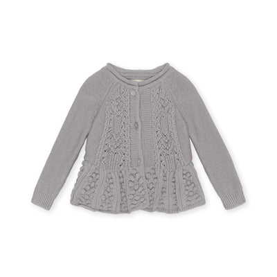 Cardigan cu volanase cabby din lana merinos pentru bebelusi Konges Slojd - Quarry Blue