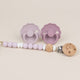 Set Clip Lantisor + 2 Suzete FRIGG Daisy cu tetina rotunda - Selly Lilac