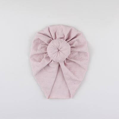 Caciulita turban bebelusi din bumbac cu nod - Royal Blush