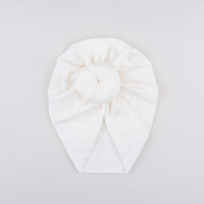 Caciulita turban bebelusi din bumbac cu nod - Royal Ivory