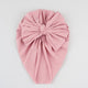 Caciulita turban bebelusi din bumbac cu fundita - Blush