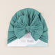 Caciulita turban bebelusi din bumbac cu fundita - Light Island Blue