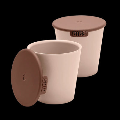 Set 2 pahare cu capac pentru diversificare copii BIBS - Blush