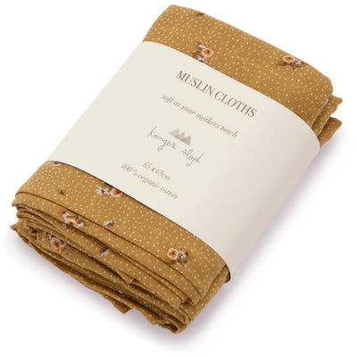 Set 3 paturi muselina bumbac organic 65x65cm Konges Slojd - Flower Bouquet Dijon